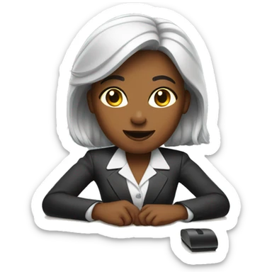 secretary at reception table sticker