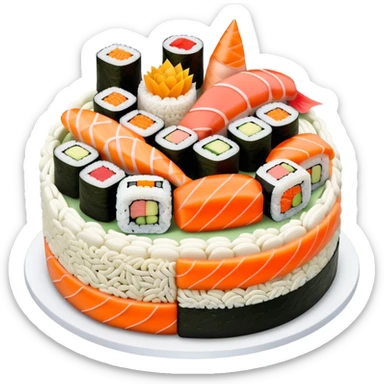 Birthday cake made out of sushi sticker