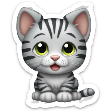 Grey tiger stripes kitten sticker