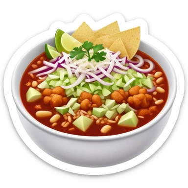 a bowl of pozole rojo, ultra realistic sticker