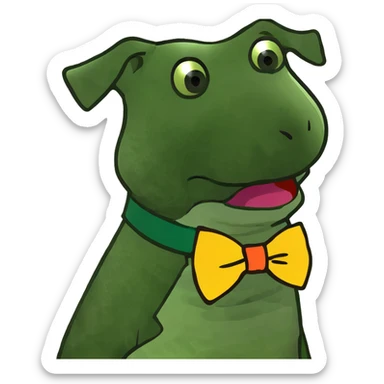 Dog dancing on two legs sticking its tongue out sticker