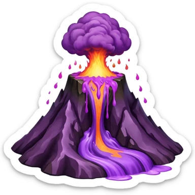 A volcano errupting only with a pure purple liquid and purple fire sticker