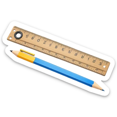 Ruler and protractor beside pencil sticker