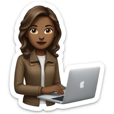 It girl with macbook and brown hair sticker