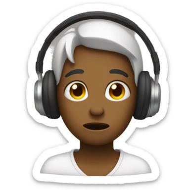 wearing headphones and crying sticker