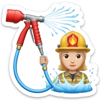 A hand holding a water hose and extinguishing the fire, no man sticker