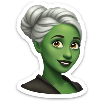 cynthia erivo, but as elphaba with green skin sticker