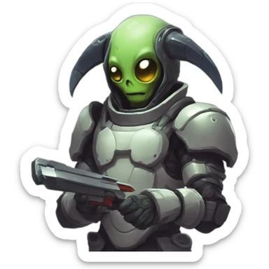 let him cook alien emoji scifi roguelike rpg style inspired by slay the spire digital art sticker