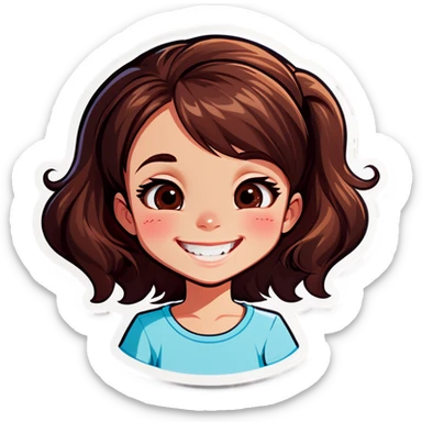 smiling girl with brown hair sticker