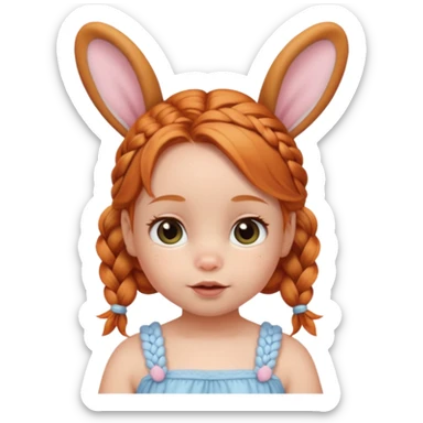 bunny ear accessory wearing baby ginger braided hair sticker