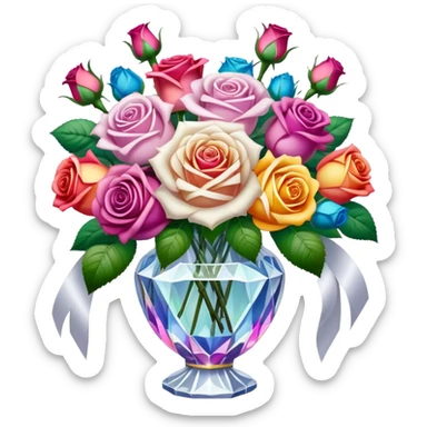 Bridal bouquet in crystal antique  vase sticker