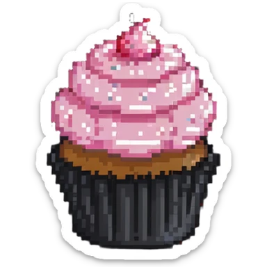 cupcake with pink icing, simple design sticker