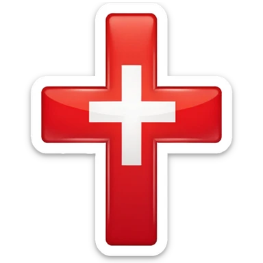 Swiss flag, bright red with a white cross, clean and bold sticker