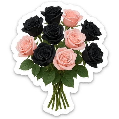 bouquet of black and pink roses , remove background sticker