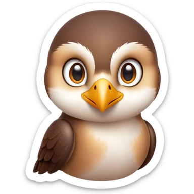 Cinematic Cute Falcon Portrait Emoji, Head tilted playfully and inquisitively, featuring a sleek, agile form with a delicately curved beak and round, sparkling eyes full of spirited charm, Simplified yet irresistibly adorable features, highly detailed, glowing with a warm, inviting glow, high shine, affectionate and lively, stylized with a touch of whimsical aerial grace, soft glowing outline, capturing the essence of a mischievous yet endearing falcon that seems as if it could dart out of the screen into your heart! sticker