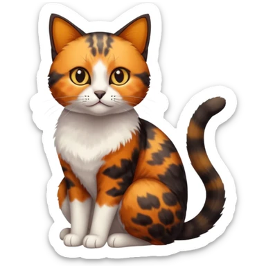 small tortoiseshell cat. amber eyes. full body. 0% white  sticker