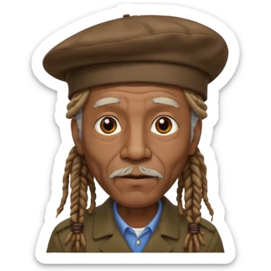 dreadlocks old man, beret hat sticker