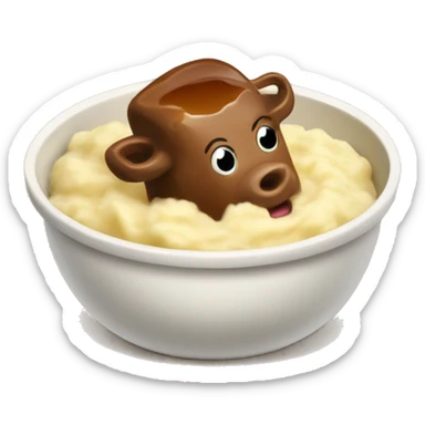 beef and gravy in a bowl of mashed potatoes sticker