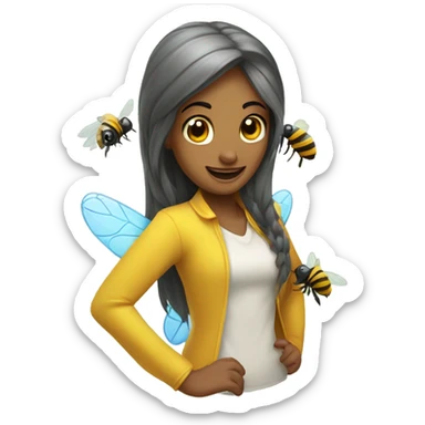 Una abeja y un delfín jugando  sticker