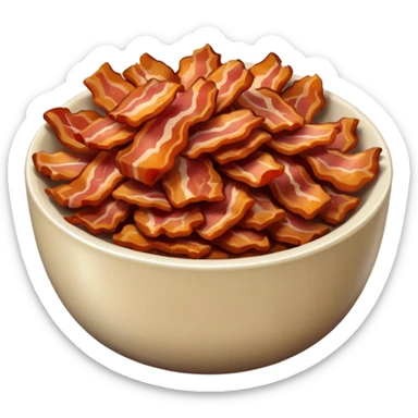 fine brown bacon bits in small bowl sticker