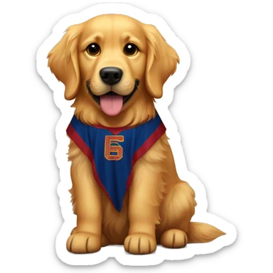 Golden retriever with a Barca jersy  sticker