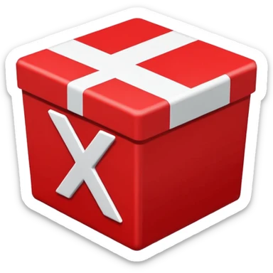 white x in red box 2D sticker