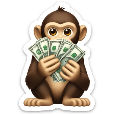 Monkey holding money  sticker