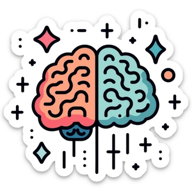 brain with digital circuits and text symbols sticker