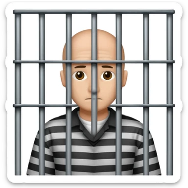 criminal in jail behind bars the bars should be in front of the person and the bars can be over the person's face sticker