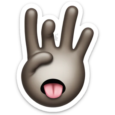 Create a face with tongue out and peace hands sticker