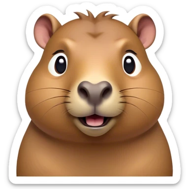 Cinematic Comical Capybara Portrait Emoji, Head tilted dramatically with an exaggeratedly shocked expression, featuring a robust, rotund build and a distinct capybara head with a broad snout and small ears, with wide, comically expressive eyes full of humorous disbelief, Simplified yet hilariously expressive features, highly detailed, glowing with a slightly sassy natural glow, high shine, dramatic yet playful, stylized with an air of quirky charm, soft glowing outline, capturing the essence of a meme-worthy capybara that looks ready to side-eye its way into viral fame! sticker