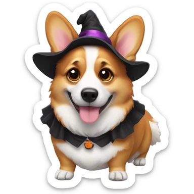 corgi in halloween costume sticker