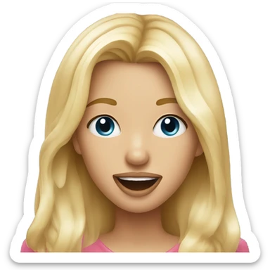 Blonde girl sticking her tongue out sticker