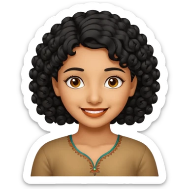 Indian fat girl south Indian curly short black hair tan skin sticker