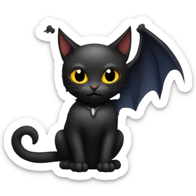 Black-Vampire-Batty-Cat-Fakémon-Cat With Bat-wings as ears  sticker