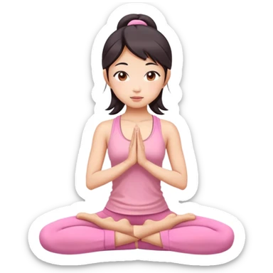 asian yoga girl light pink clothes  sticker