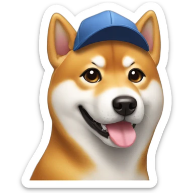 Shiba Inu wearing cap  sticker