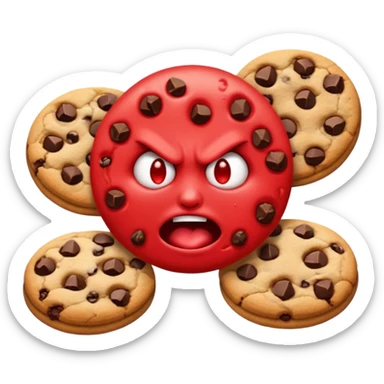 Angry emoji that’s eating a lot of cookies sticker
