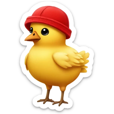 Yellow feminine chicky with eyelashes and red ushanka hat sticker