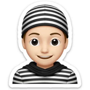 thief with black and white stripe clothes sticker