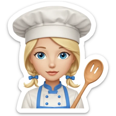 Sexy Long Blonde hair blue eyed female chef sticker