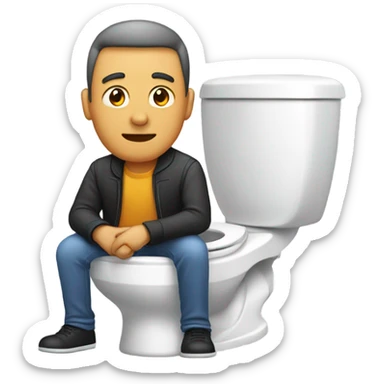 man’s head coming out of a toilet but driving a car sticker