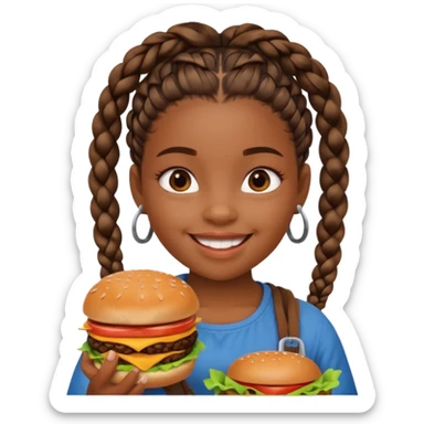 young black girl viking eating burger sticker