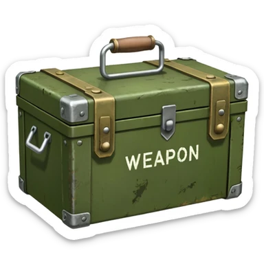 green military box with with an inscription weapon sticker