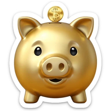 with piggybank with crypto golden piggybank sticker