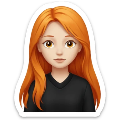 girl with very long orange hair and black clothes living sticker