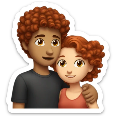 boy-with-dark-hair-kissing a girl with curly red hair sticker