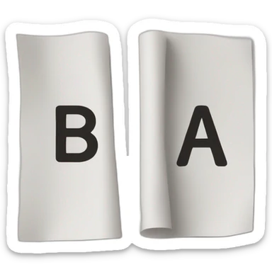 two pieces of paper, one next to each other, in one of them it says A, in the other, B. sticker