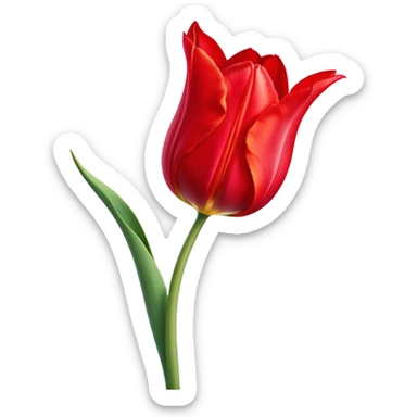 ​Cinematic Realistic Tulip, depicted as a single, exquisitely detailed bloom with vibrant red petals and a delicate stem, softly illuminated by natural light that highlights its graceful beauty and elegant form, sticker