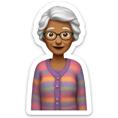 Old lady in pajamas and a sweater  sticker